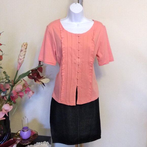 NWT Womens Summer Tunic Tops Short Sleeve Scoop Neck Casual Loose Blouse M 8 10 - Picture 3 of 9